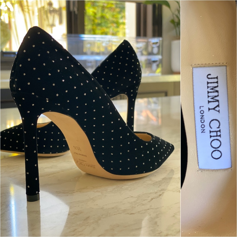 NWOT: Jimmy Choo, Romy 100 - Crystals Sz: 35.5
